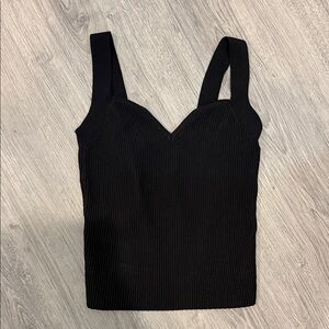 Chic Black Ribbed Women's Tank Top